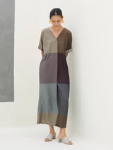 Cath Eri Silk Kaftan Dress - Taupe Grey