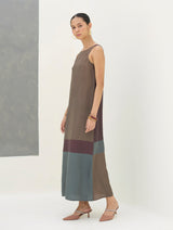 Nida Sleeveless Mulberry Silk Dress - Taupe Grey