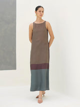 Nida Sleeveless Mulberry Silk Dress - Taupe Grey
