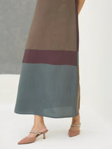 Darri Hand-Embroidered Overlay with Mulberry Silk Dress - Taupe Grey