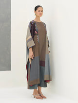 Darri Hand-Embroidered Overlay - Taupe Grey