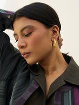 Inaya Textured Hoops - Brass