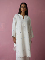 Ikara Jamdani Linen Kurta - Ivory