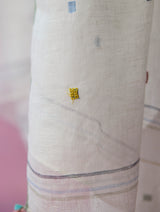 Mila Hand-Embroidered Jamdani Linen Dupatta - Ivory