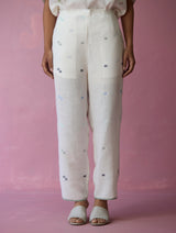 Rina Jamdani Linen Co-ord Set - Ivory