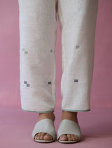 Dima Jamdani Linen Pintuck Co-ord Set - Ivory