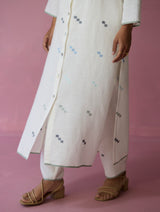 Miel Hand-Embroidered Jamdani Linen Kurta Set - Ivory