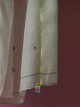 Mila Hand-Embroidered Jamdani Linen Dupatta - Aqua