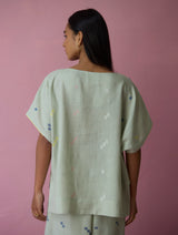 Kanni Hand-Embroidered Jamdani Co-ord Set - Aqua