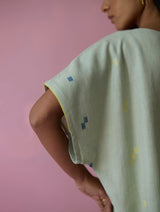 Kanni Hand-Embroidered Jamdani Co-ord Set - Aqua