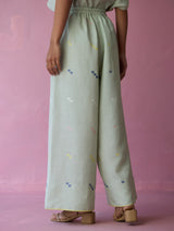 Imri Cuban Collared Jamdani Linen Co-ord Set - Aqua