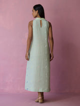 Cara Collared Jamdani Linen Co-ord Set - Aqua