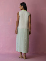 Cara Collared Jamdani Linen Co-ord Set - Aqua