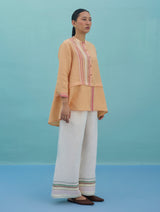 Amaya Border Linen Co-ord Set - Apricot