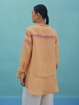 Amaya Border Linen Top - Apricot
