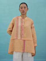 Amaya Border Linen Top - Apricot