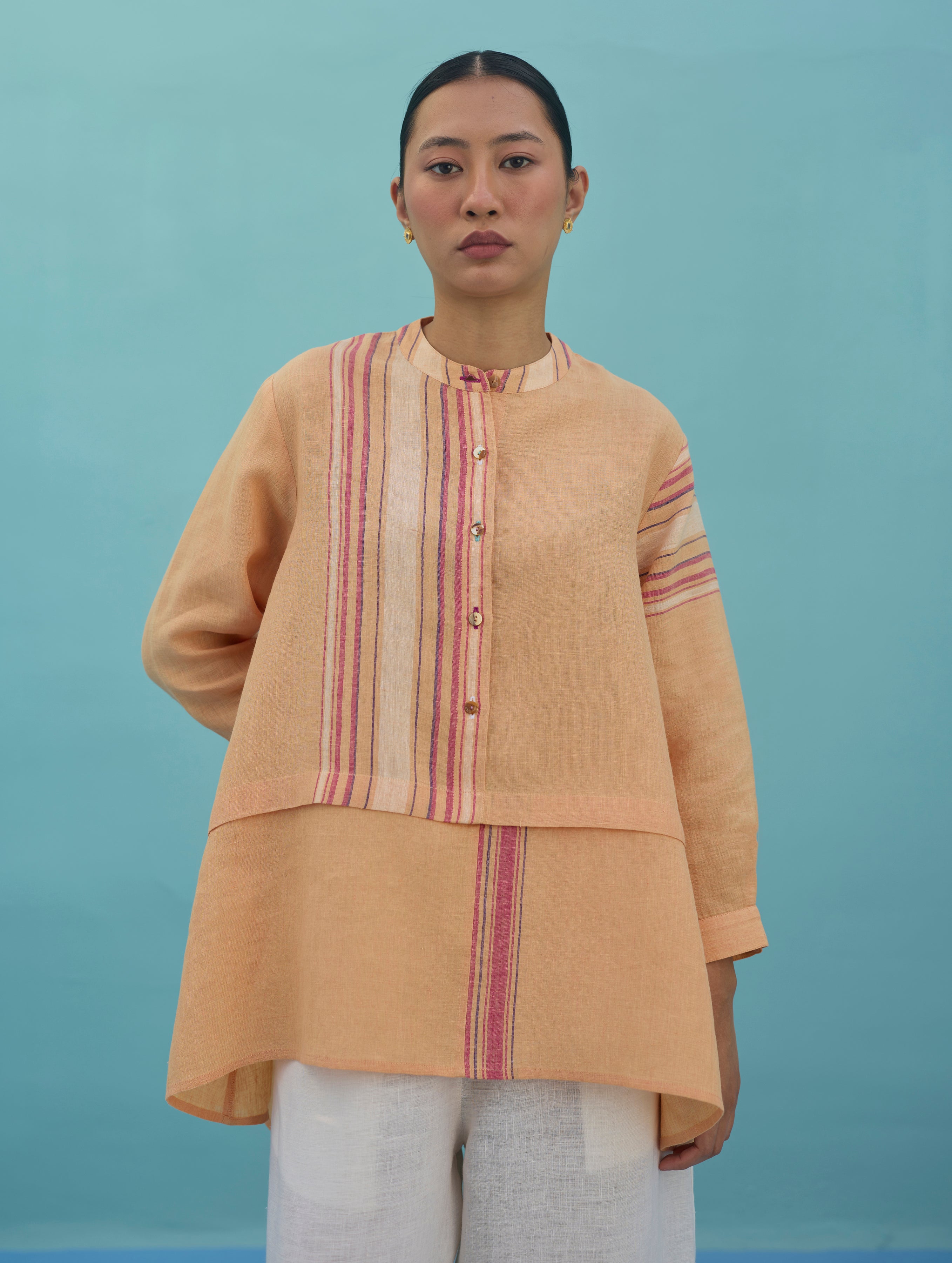 Amaya Border Linen Co-ord Set - Apricot