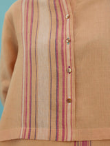 Amaya Border Linen Top - Apricot