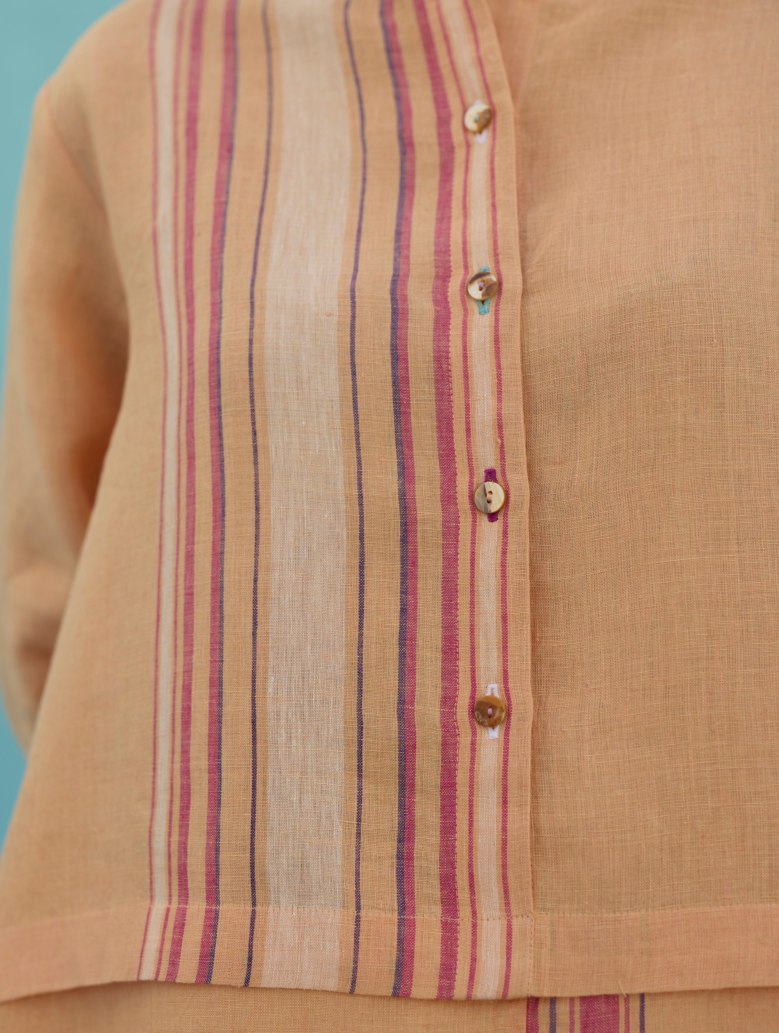 Amaya Border Linen Co-ord Set - Apricot