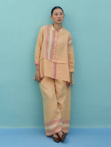 Amaya Border Linen Top - Apricot