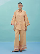 Iva Block Printed Embroidered Co-ord Set - Apricot
