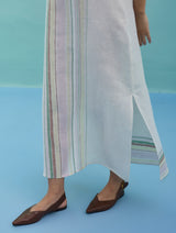 Beli Sleeveless Border Linen Dress - Ivory