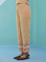 Zura Floral Block Printed Embroidered Kurta Set - Apricot