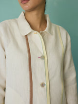 Della Border Linen Jacket - Ivory