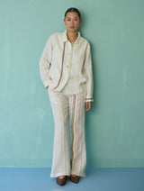 Della Border Linen Jacket - Ivory