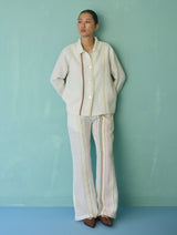 Della Border Linen Jacket - Ivory