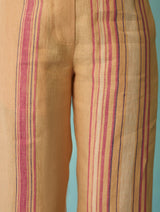 Vanya Border Linen Sleeveless Kurta Set - Apricot