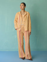 Della Border Linen Jacket - Apricot