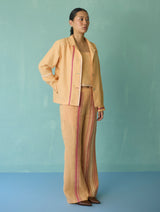 Della Border Linen Jacket - Apricot