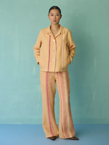 Della Border Linen Jacket - Apricot