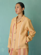 Della Border Linen Jacket - Apricot