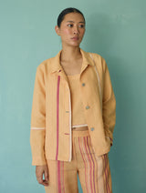 Della Border Linen Jacket - Apricot