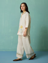 Luma Block-Printed Floral Co-ord Set - Ivory