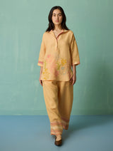Luma Block-Printed Floral Co-ord Set - Apricot
