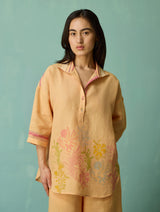 Luma Block-Printed Floral Co-ord Set - Apricot