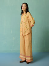 Kima Hand-Embroidered Floral Co-ord Set - Apricot