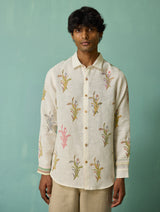 Arden Block-Printed Floral Shirt - Ivory