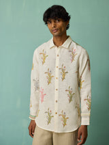 Arden Block-Printed Floral Shirt - Ivory