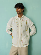 Sid Hand-Embroidered Floral Shirt - Ivory