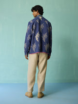 Bardor Floral Block-Printed Jacket - Indigo