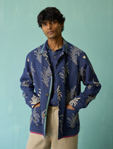 Bardor Floral Block-Printed Jacket - Indigo