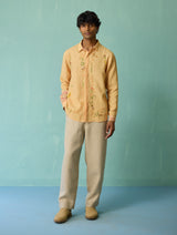 Sid Hand-Embroidered Floral Shirt - Apricot