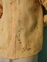 Sid Hand-Embroidered Floral Shirt - Apricot