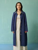Kara Long Linen Overlay - Indigo