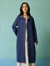Kara Long Linen Overlay - Indigo