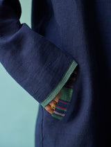 Kara Long Linen Overlay - Indigo